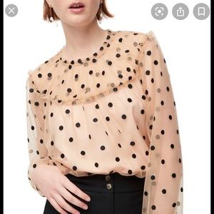 NWT J. Crew Diana Candy Dot Tulle Top